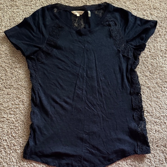 Rebecca Taylor Black Lace Accent Tee - Picture 1 of 4
